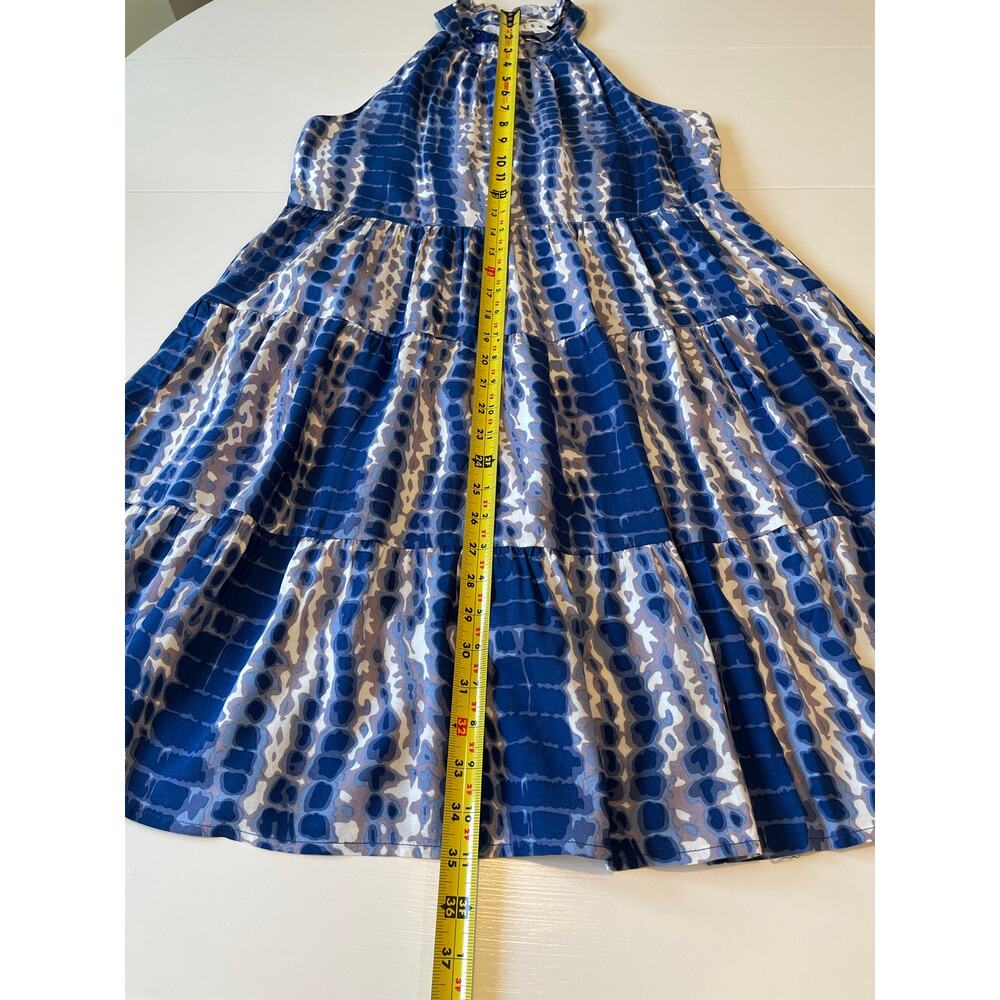 THML Halter Dress Ruffle Neck Tiered Lined Sz XS Tie Dye Print Beachy Coastal - Picture 11 of 11